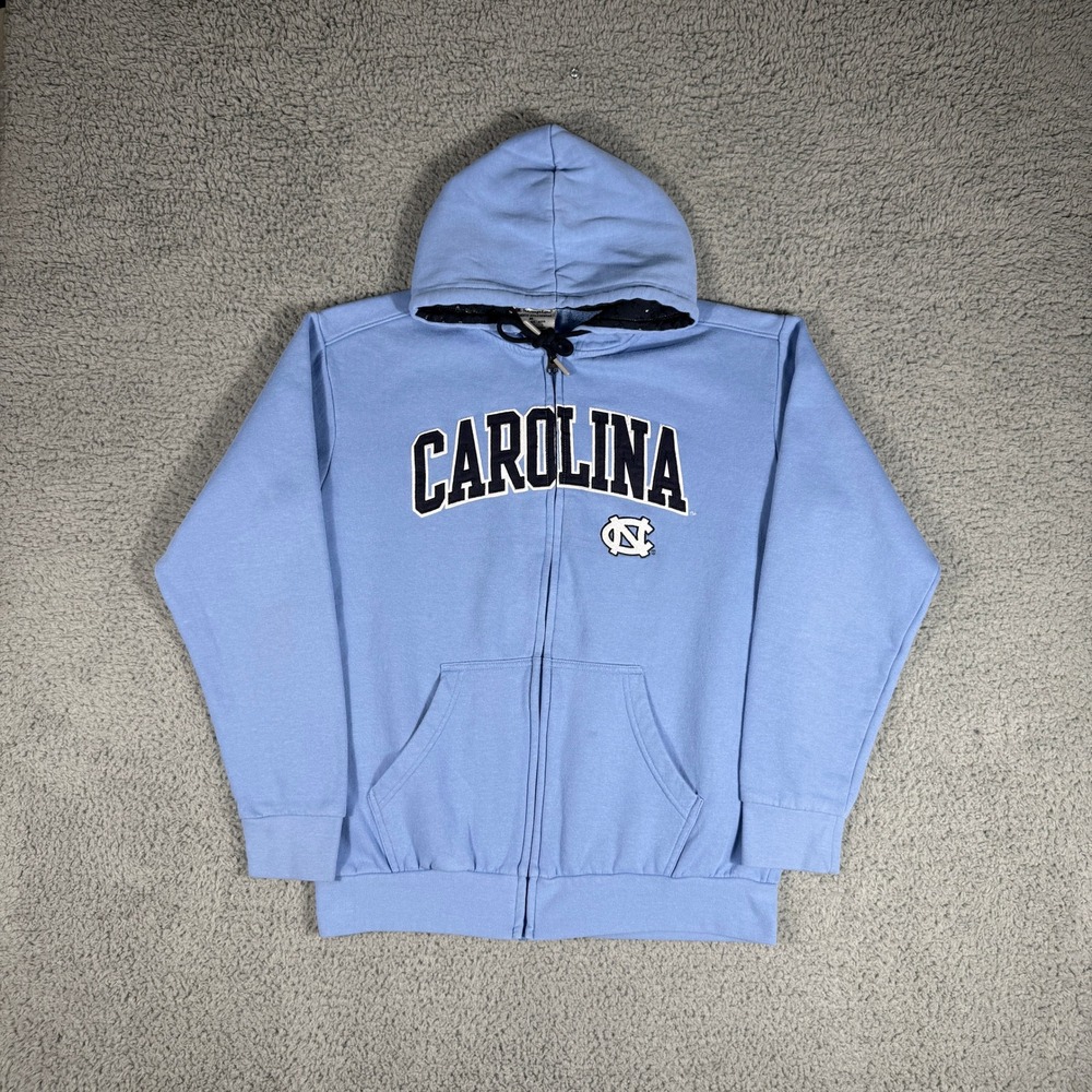 Champion North Carolina Tar Heels Hoodie Men's Medium Full Zip Y2K Spell-Out